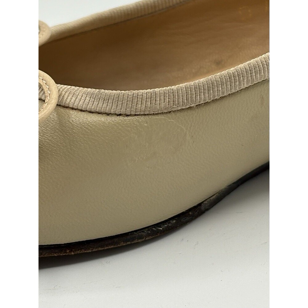 Chanel Ballet Flats Nude & Black Lambskin w/ CC Cap Toe Bow Detail Sz EU 34.5 - Picture 10 of 16